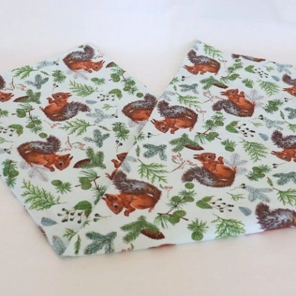 handmade pillowcase Squirrel & Pinecones Novelty 100% Cotton Fabric 32" x 20.5"